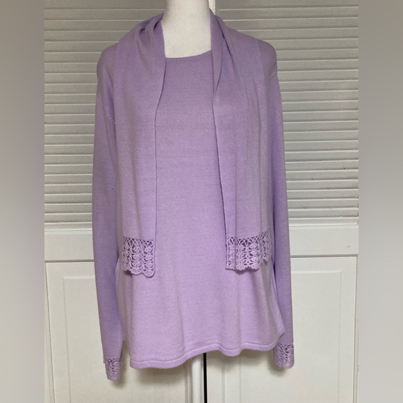 NWT Sag Harbor Shade of Lavender Sweater With Detachable Scarf Size XL - Picture 2 of 13